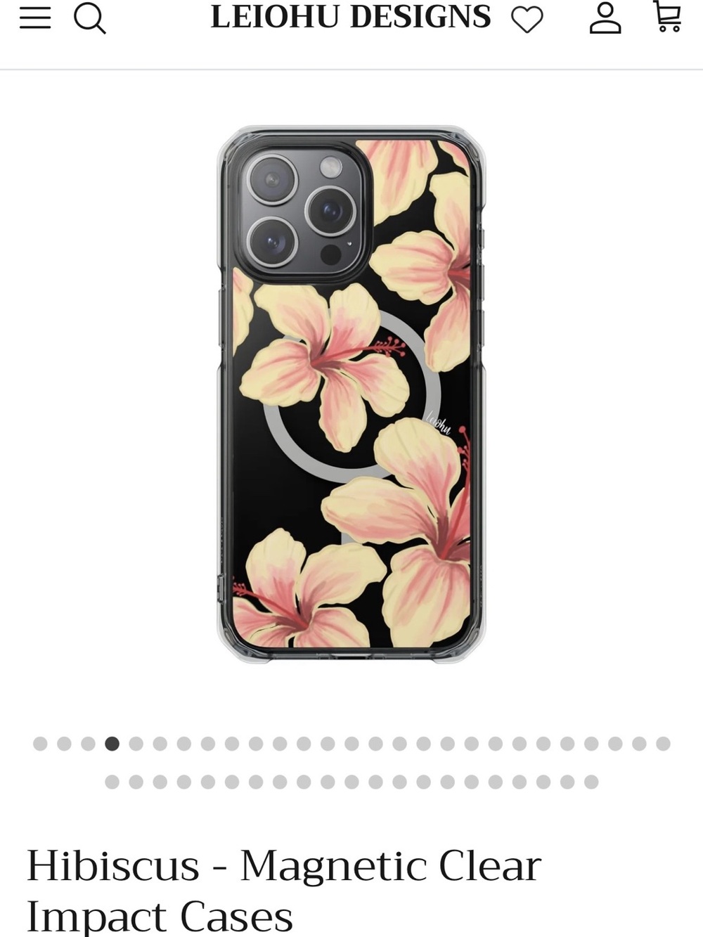 NWT LEIOHU Hibiscus Magnetic Clear Impact iPhone 16 Pro Max Case